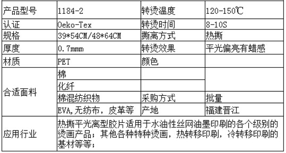 1184 热撕平光